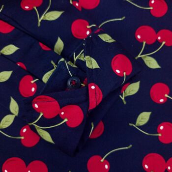 Chemise Grenouille Manches Longues Imprimé Cerise Bleu Marine et Rouge 7