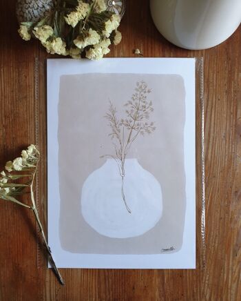 Scandi Poster Grasses White Vase A4 - Impressions d'art durables sur papier recyclé sous cellophane 1