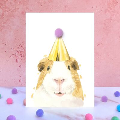 Guinea Pig PomPom Birthday Card