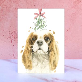 Carte de Noël Cavalier King Charles Spaniel Gui 1