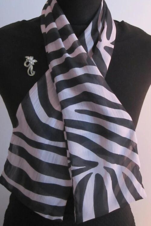 Slim Chiffon Zebra Print Neck Scarf