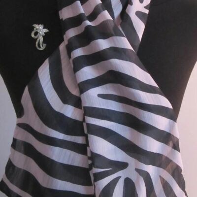 Slim Chiffon Zebra Print Neck Scarf