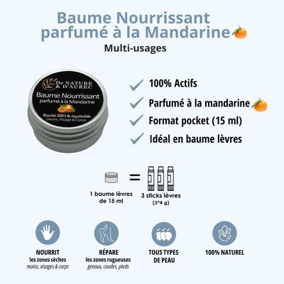 Bálsamo labial nutritivo de mandarina (15 ml)