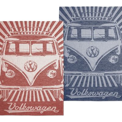 VW T1 Bus Tea towel, 2 pieces - red/blue