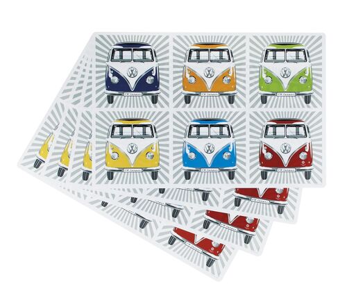 Volkswagen Bus VW T1 Bus Tischsets, 4er-Set – Streifen/Mehrfarbig