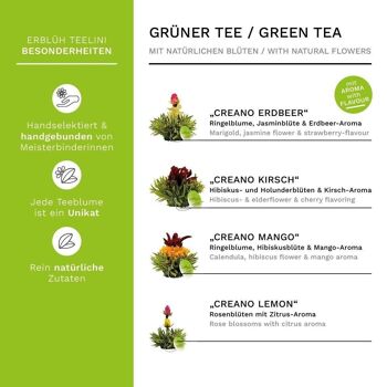 Fleurs de thé Creano en format tasse "ErbloomTeelini" - 8 fleurs de thé en 4 variétés différentes (thé vert) 4