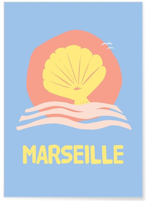 Affiche minimaliste de la ville de  Marseille