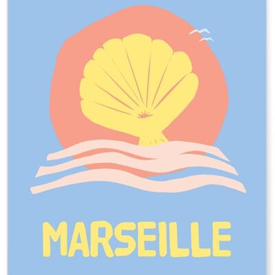 Affiche minimaliste de la ville de  Marseille
