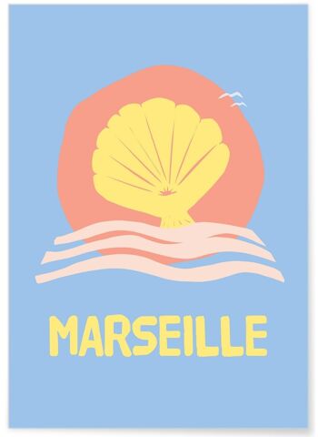 Affiche minimaliste de la ville de  Marseille 1