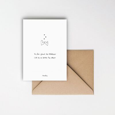 Von Herz zu Herz – 10 x 15 handgeschöpftes Kartenpapier und recycelter Umschlag