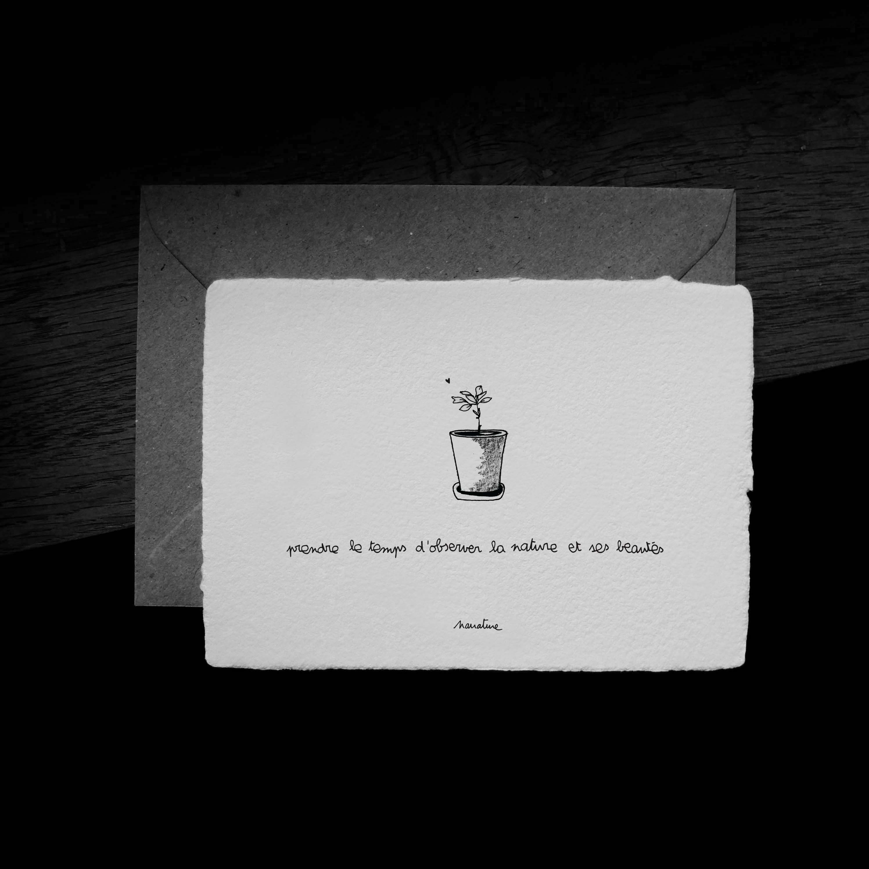 Osservazione sensibile - cartoncino 10x15 carta fatta a mano e busta riciclata