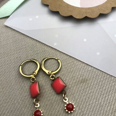 mini-mini drops coral earrings