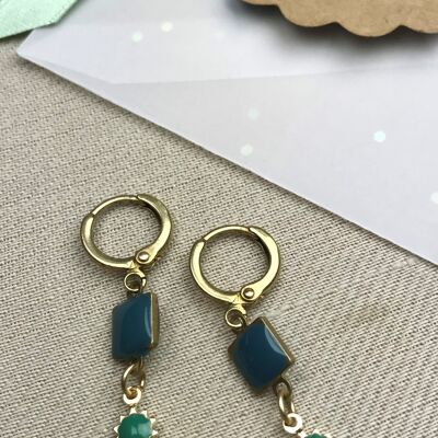 mini-mini drops petrol earrings