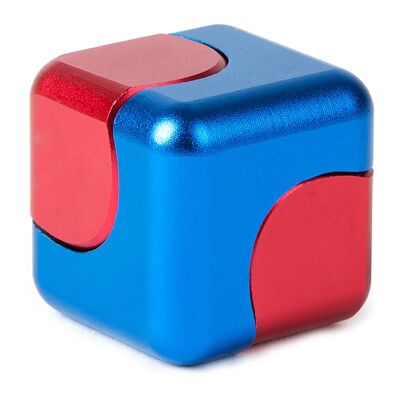 Bopster Fidget Cube Spinner dans une boîte cadeau - Rouge et bleu