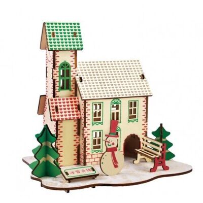 Kit de construcción Casa Navidad color madera