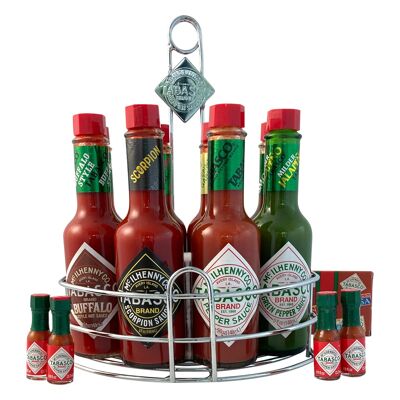 TABASCO® Caddy 'Family of Flavours' 8 x 148ml + 4-pack of mini bottles