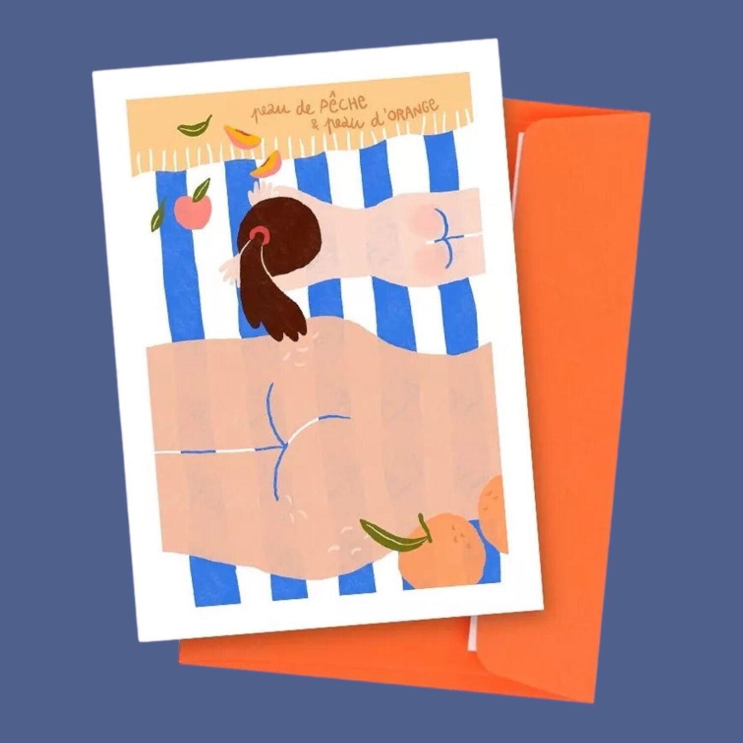 Cartolina con buccia di pesca