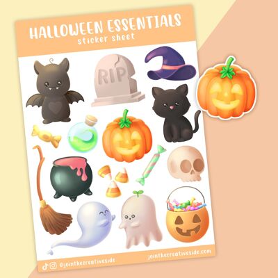 Halloween Vinyl Sticker Sheet, Planner Stickers, Stationery