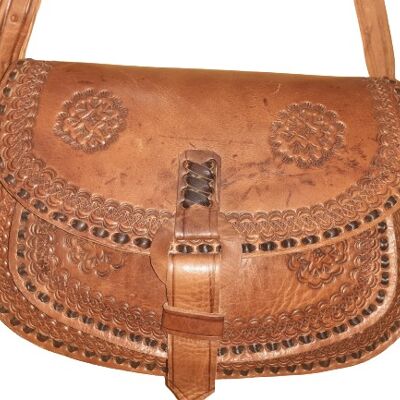 Round carved hoop bag