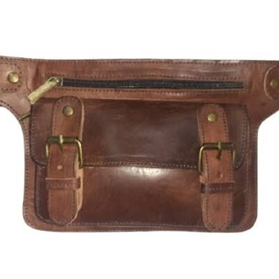 Calf belt bag with two buckles