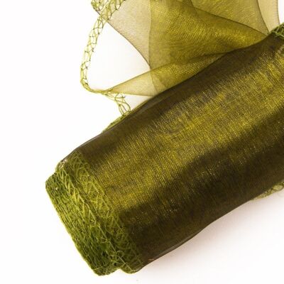 Organza 12cm x 8,2m - Vert olive foncé