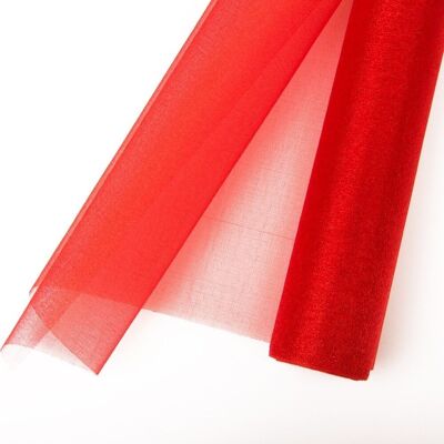 Organza neige 23,5cm x 10m - Rouge