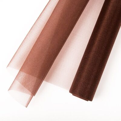 Organza de nieve 47cm x 10m - Marrón oscuro