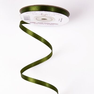 Nastro di raso 6 mm x 22,86 m - Verde oliva scuro