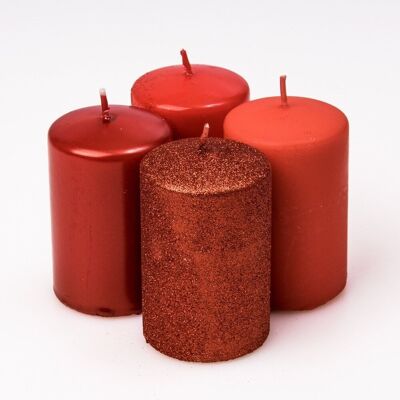 Advent candle set 10 x 6cm -  Red