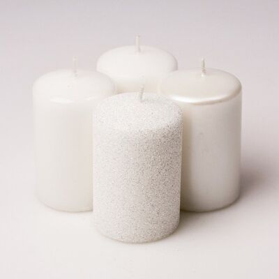 Advent candle set 10 x 6cm - White