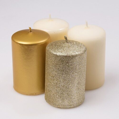 Advent candle set 10 x 6cm - Gold mix