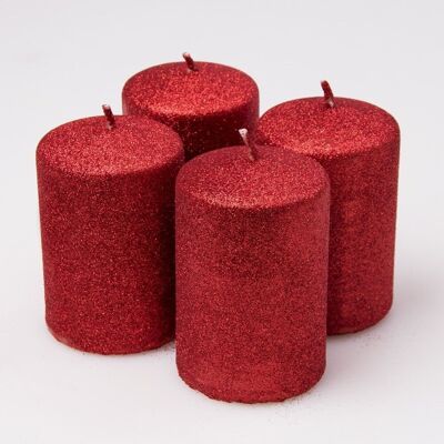 Advent candle set 10 x 6cm - Shiny red