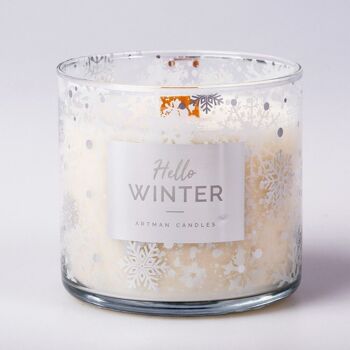 Bougie parfumée en verre Hello Winter 9,7 x 11,4 cm, dans une boîte cadeau