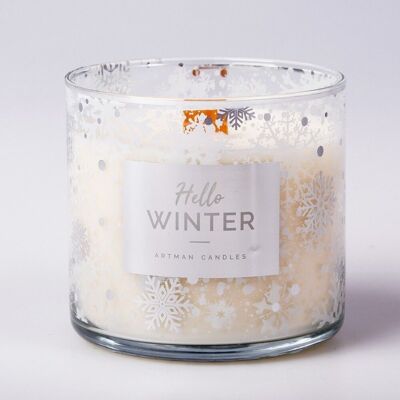 Hello Winter glass scented candle 9.7 x 11.4cm, in a gift box