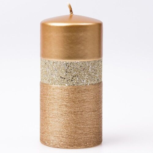 Queen Evo cylinder candle, 13 x 7cm - Gold