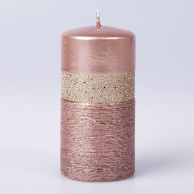Queen Evo cylinder candle, 13 x 7cm - Rose Gold