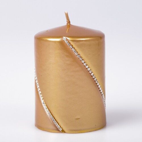 Bolero cylinder candle, 9 x 7cm - Metallic gold