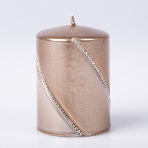 Bolero cylinder candle, 9 x 7cm - Metallic champagne