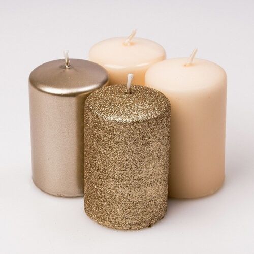Advent candle set 10 x 6cm - Champagne