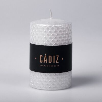 Cádiz-Zylinderkerze, 10,5 x 7 cm - Weiß