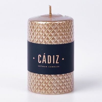Cádiz cylinder candle, 10.5 x 7cm - Gold