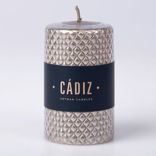 Cádiz cylinder candle, 10.5 x 7cm - Champagne