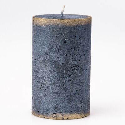 Rustic cylinder candle, 11  x 7cm - Blue