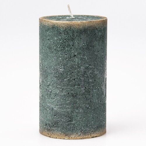 Rustic cylinder candle, 11  x 7cm - Green
