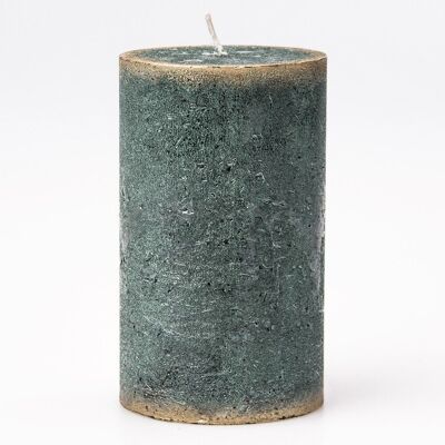 Rustic cylinder candle, 11  x 7cm - Green