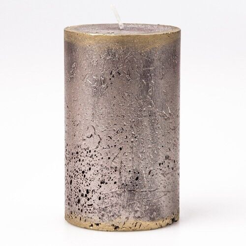 Rustic cylinder candle, 11  x 7cm - Champagne