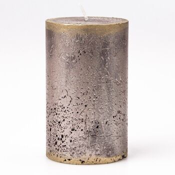 Bougie cylindrique rustique, 11 x 7 cm - Champagne