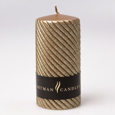 Caroline medium cylinder candle, 13 x 7cm - Gold