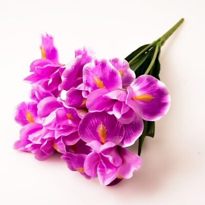 Bouquet di fiori di seta con iris a 7 punte - Viola chiaro