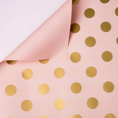 Rouleau aluminium pointillé 58cm x 10m - Rose poudré / Doré